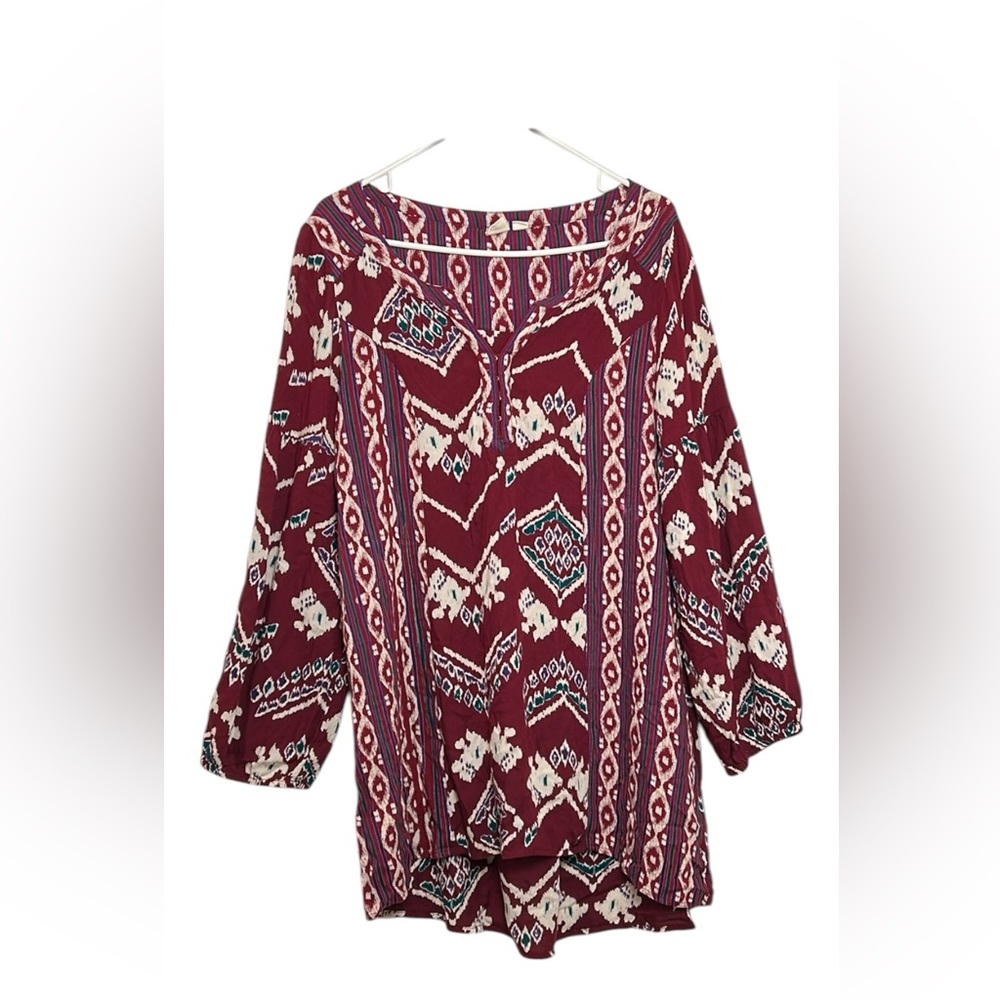 Beachy ROXY Size S/P Boho Tribal Print V-Neck Dress